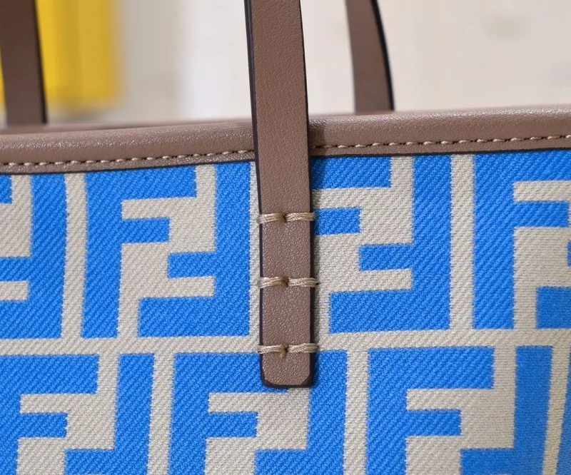 Fendi Blue FF Canvas Mini Shopping Tote Bag - Image 3