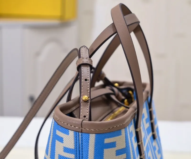 Fendi Blue FF Canvas Mini Shopping Tote Bag - Image 4