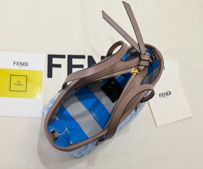 Fendi Blue FF Canvas Mini Shopping Tote Bag - Image 9