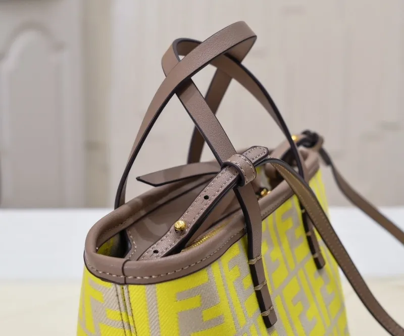 Fendi Mini Tote Bag Neon Yellow Beige 188 - Image 4