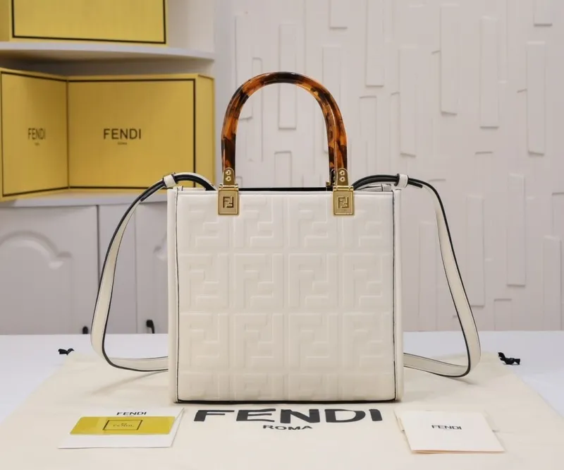 Fendi White Leather Tote Bag