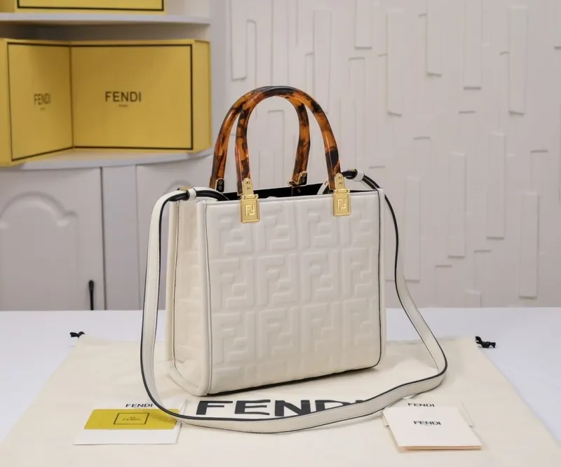 Alternative view of Fendi White Leather Tote Bag
