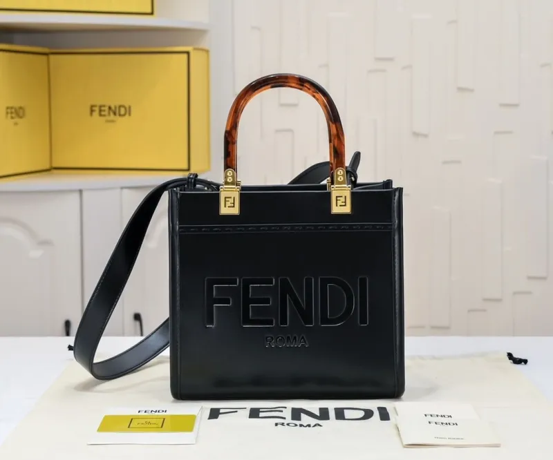 Fendi Black Roma Leather Tote Bag