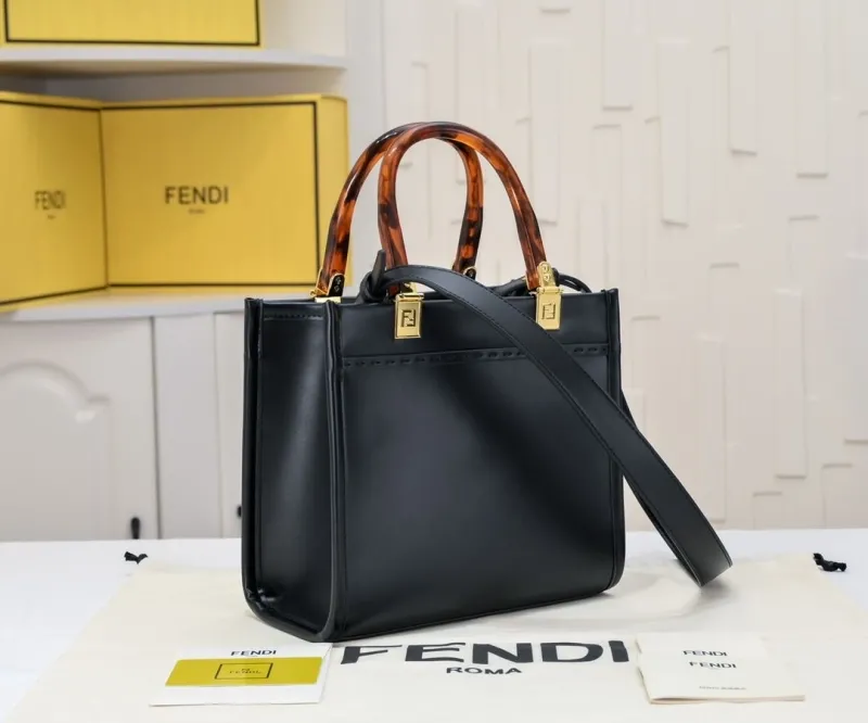 Alternative view of Fendi Black Roma Leather Tote Bag