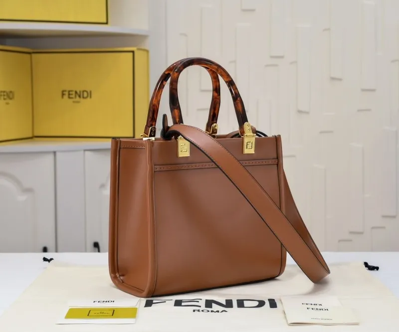 Alternative view of Fendi Roma Brown Leather Tote Bag