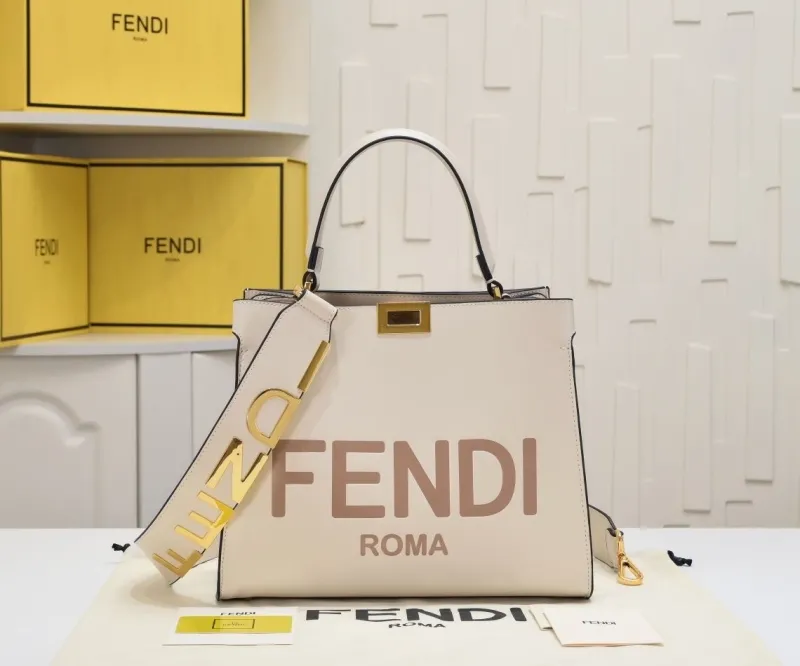 Fendi Roma Cream Leather Handbag