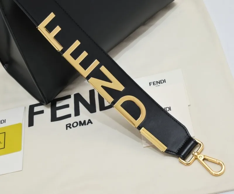 Fendi Roma Black Leather Tote Handbag - Image 6