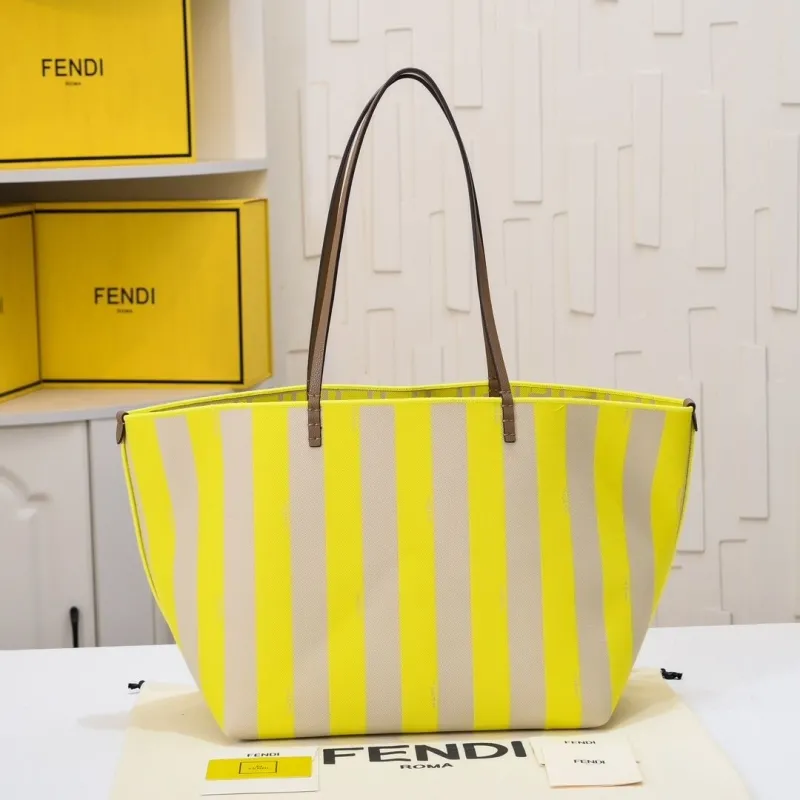 Alternative view of Fendi Reversible Yellow Beige Tote Bag with Pouch