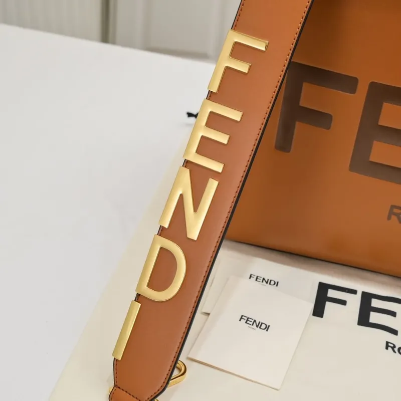 Fendi Brown Leather Shopping Tote Bag - Image 4