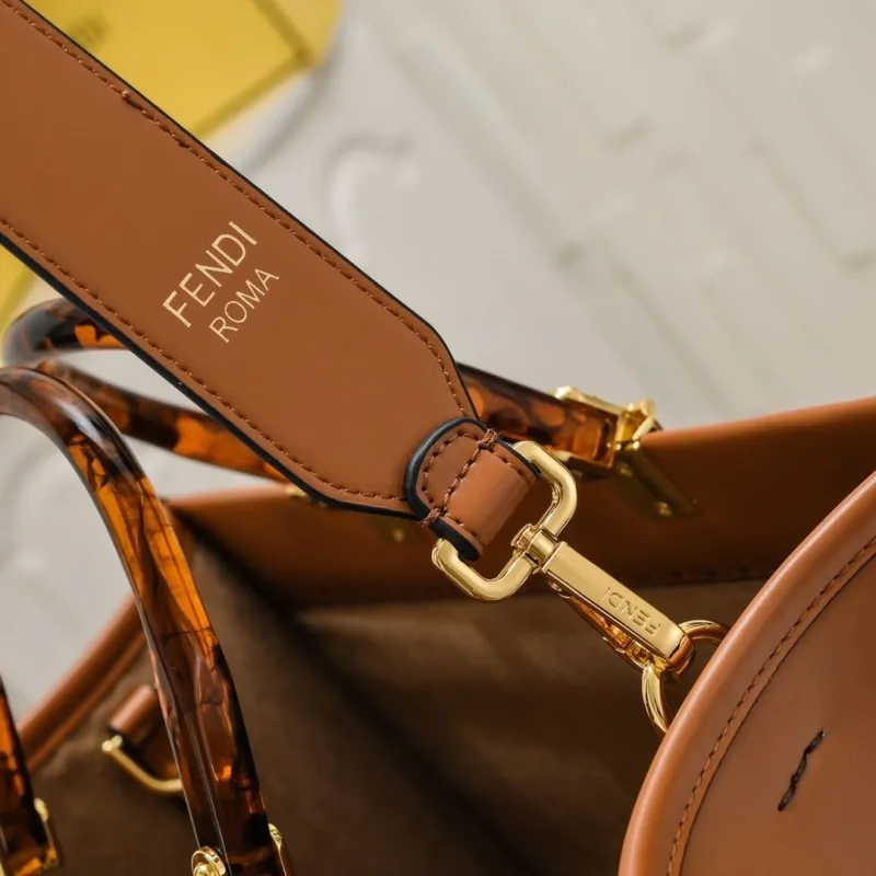 Fendi Brown Leather Shopping Tote Bag - Image 6