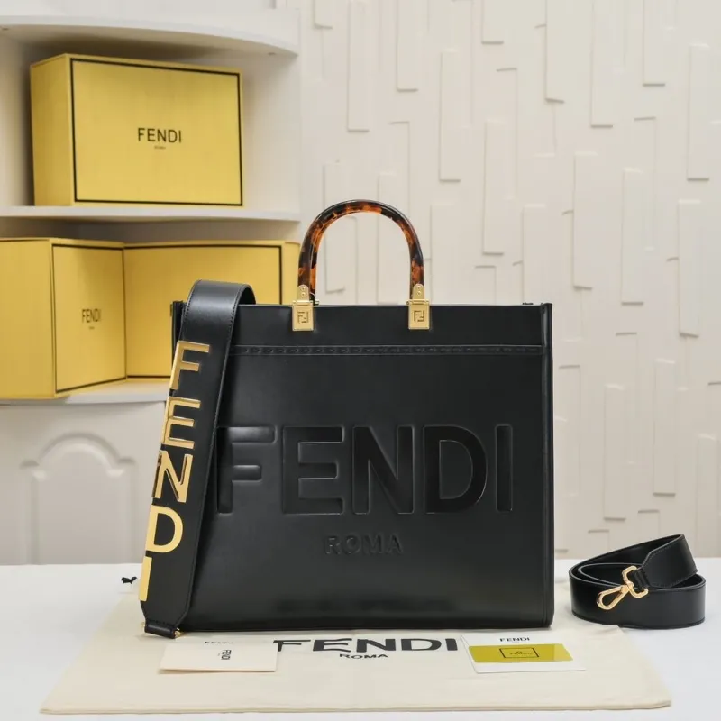 Fendi Black Leather Tote Bag