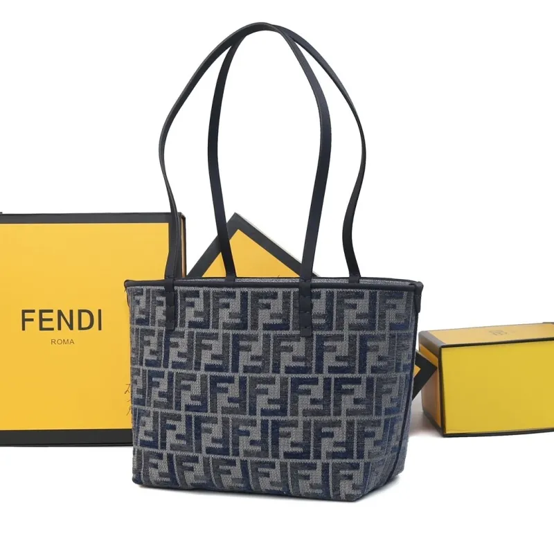 Fendi Navy FF Monogram Tote Bag 207 - Image 3