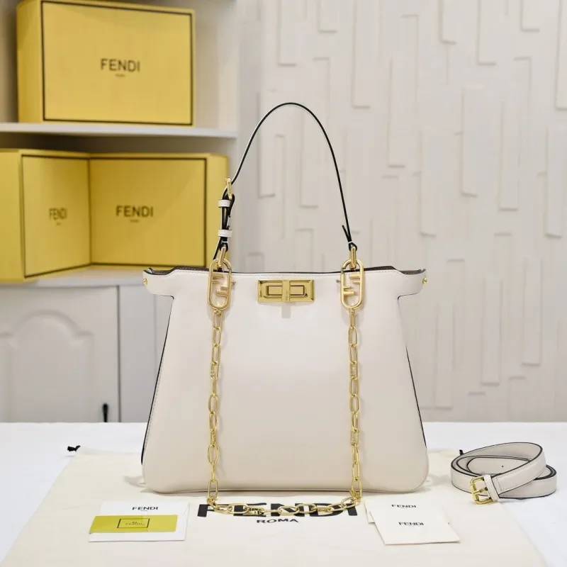Fendi White Leather Shoulder Bag 209