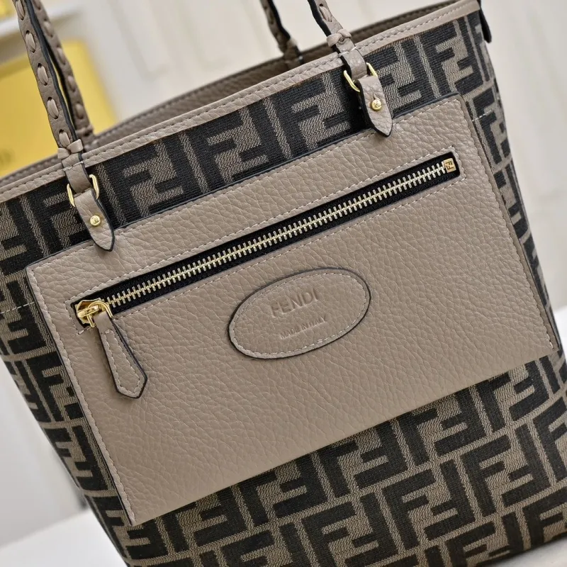 Fendi Reversible Gray Leather Shopping Tote Bag 212 - Image 4
