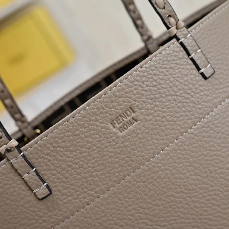 Fendi Reversible Gray Leather Shopping Tote Bag 212 - Image 5