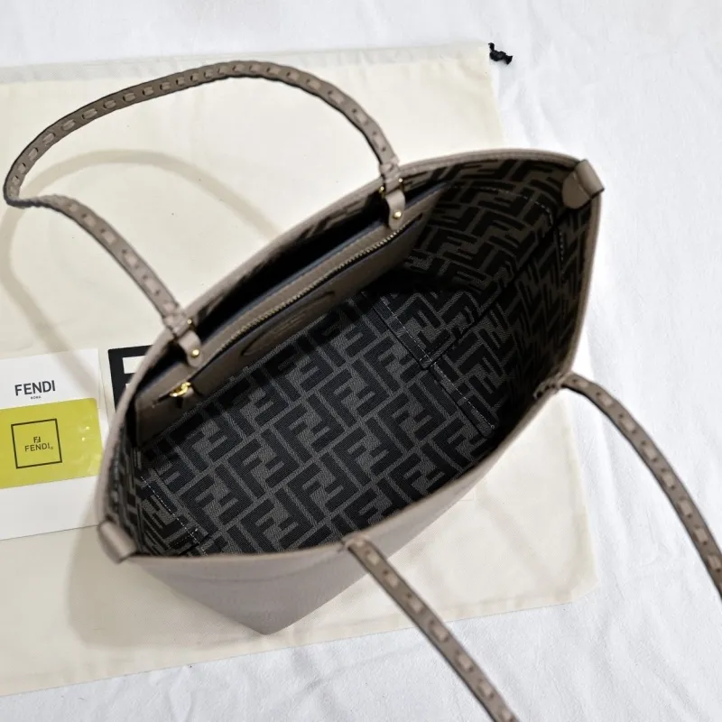 Fendi Reversible Gray Leather Shopping Tote Bag 212 - Image 9