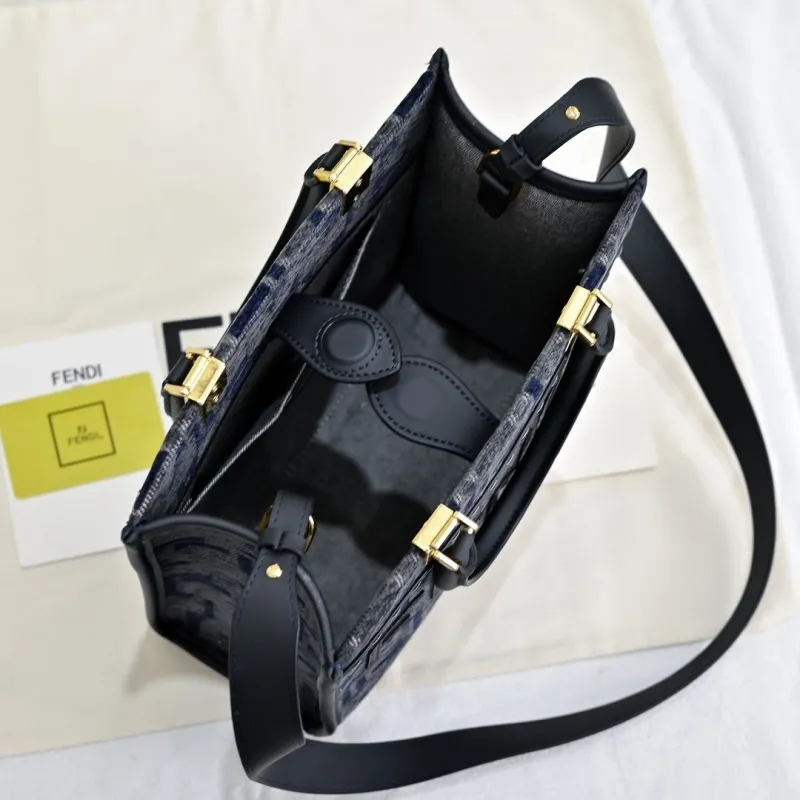 Fendi Denim Tote Bag 214 Dark Blue - Image 9