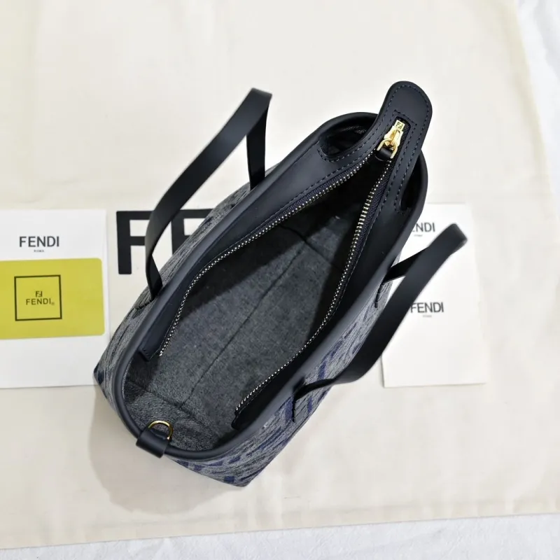 Fendi FF Monogram Denim Tote Bag 215 - Image 9