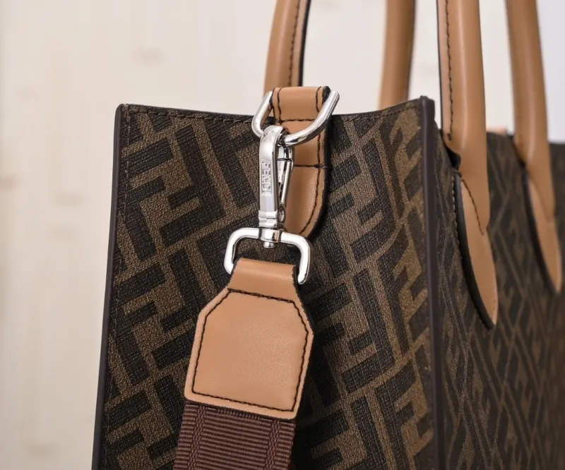 Fendi FF Monogram Tote Bag Brown Tan - Image 5