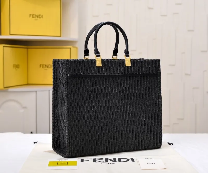 Alternative view of Fendi Roma Black Woven Tote Bag