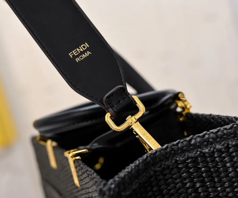 Fendi Roma Black Woven Tote Bag - Image 6