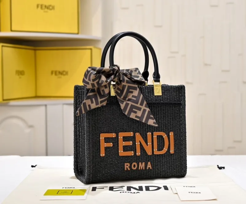 Alternative view of Fendi Roma Black Woven Tote Bag
