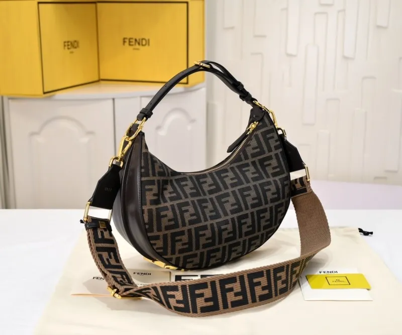 Fendi FF Monogram Brown Hobo Shoulder Bag - Image 3