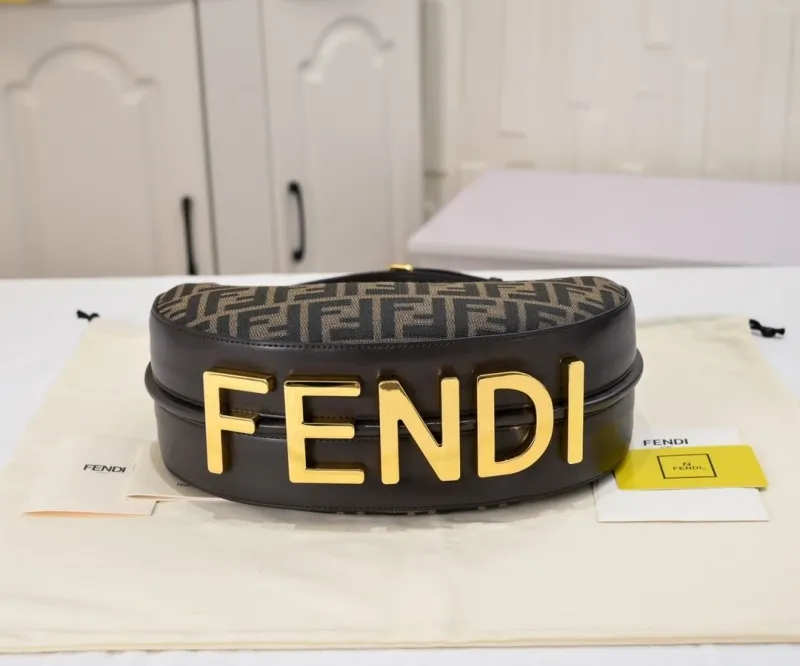 Fendi FF Monogram Brown Hobo Shoulder Bag - Image 5