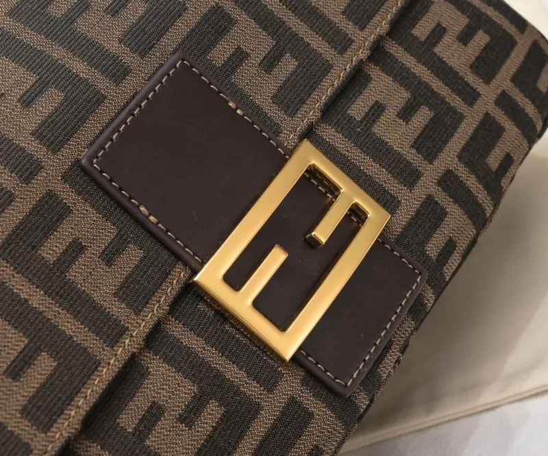 Fendi Brown FF Monogram Top Handle Bag - Image 4