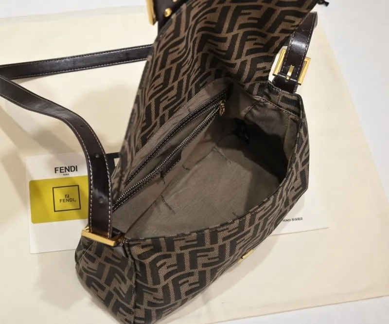 Fendi Brown FF Monogram Top Handle Bag - Image 9