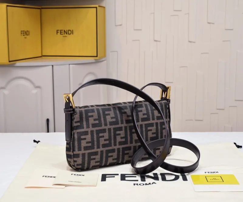 Fendi Zucca Monogram Baguette Shoulder Bag - Image 3