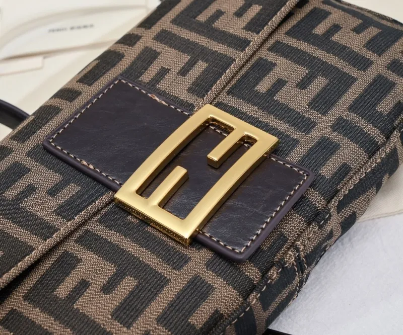 Fendi Zucca Monogram Baguette Shoulder Bag - Image 4
