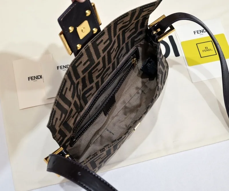 Fendi Zucca Monogram Baguette Shoulder Bag - Image 9