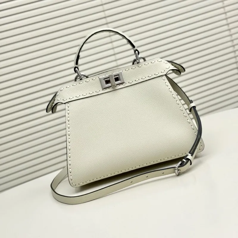 Fendi Off-White Top Handle Leather Bag - Image 3
