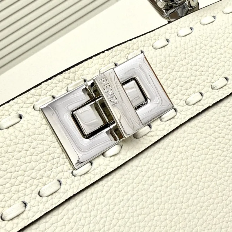 Fendi Off-White Top Handle Leather Bag - Image 5