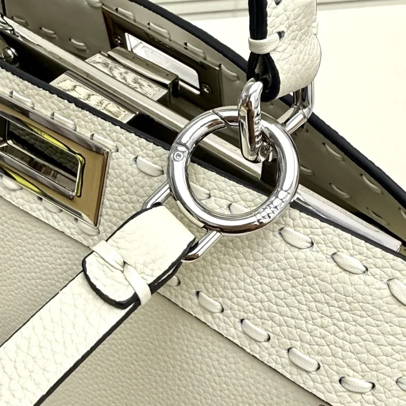 Fendi Off-White Top Handle Leather Bag - Image 6