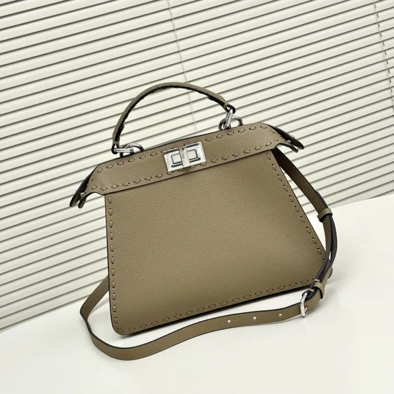 Fendi Taupe Leather Top Handle Shoulder Bag - Image 3