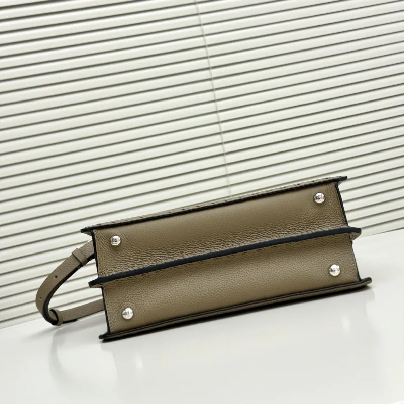 Fendi Taupe Leather Top Handle Shoulder Bag - Image 4