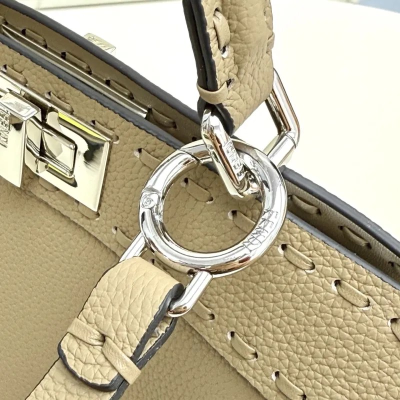Fendi Taupe Leather Top Handle Shoulder Bag - Image 6