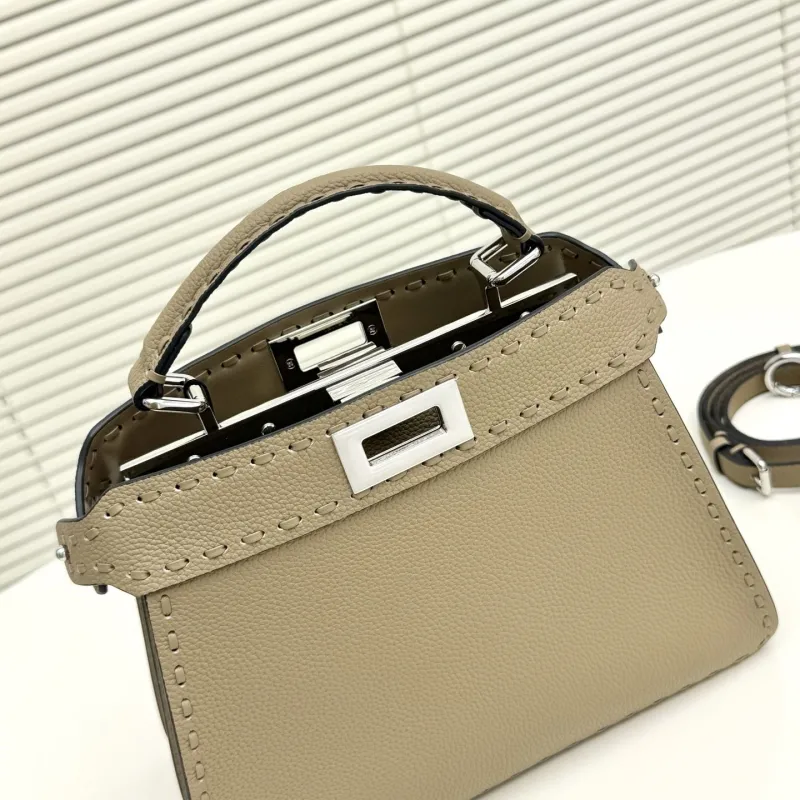 Fendi Taupe Leather Top Handle Shoulder Bag - Image 7