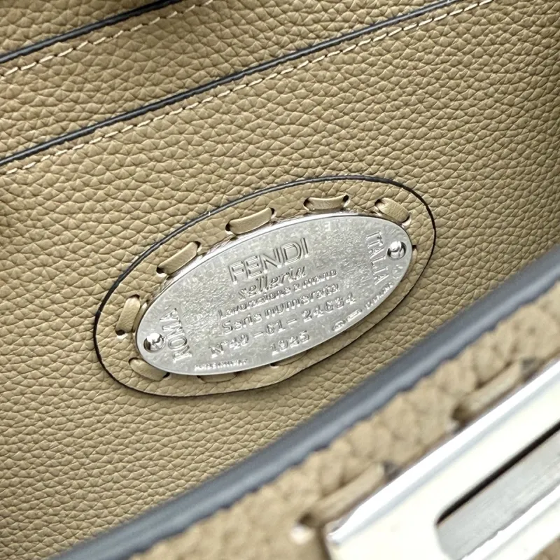 Fendi Taupe Leather Top Handle Shoulder Bag - Image 9