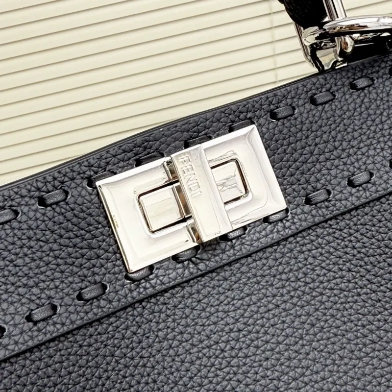Fendi Black Leather Top Handle Crossbody Bag - Image 5