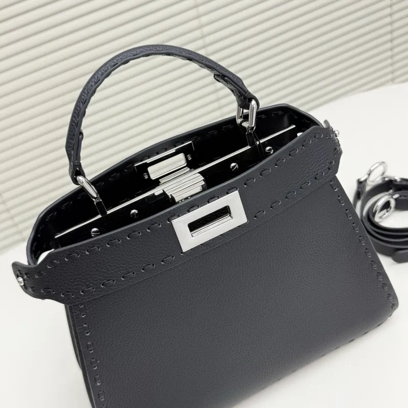 Fendi Black Leather Top Handle Crossbody Bag - Image 7
