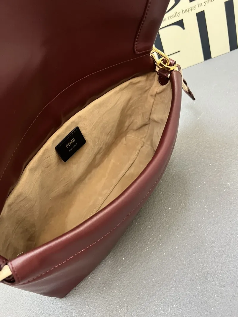 Fendi Burgundy Leather Top Handle Crossbody Bag - Image 7
