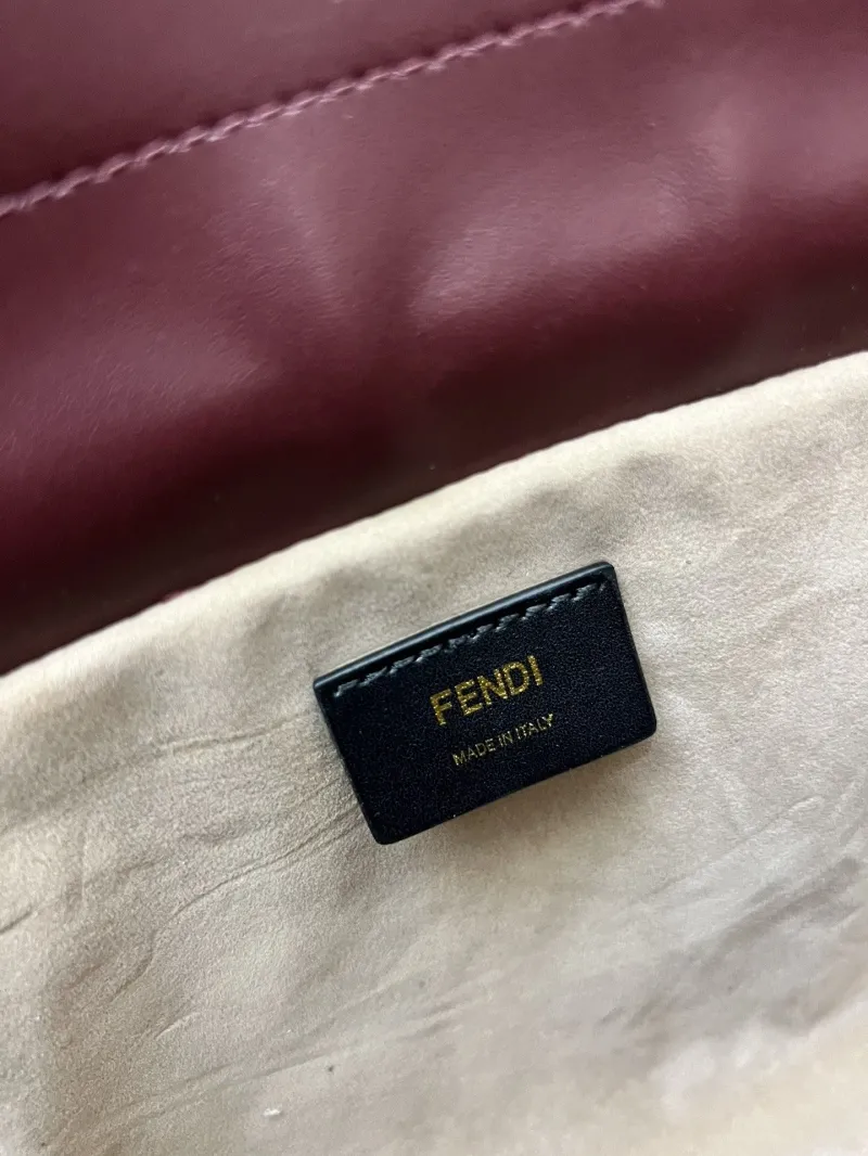Fendi Burgundy Leather Top Handle Crossbody Bag - Image 8