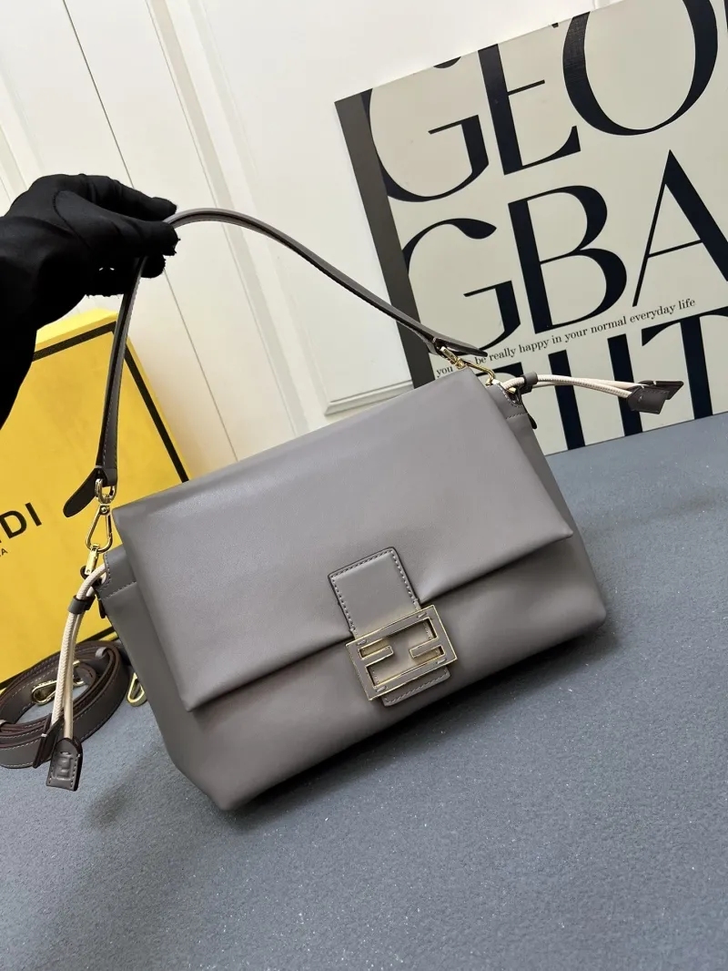 Fendi Gray Leather Top Handle Crossbody Bag H08899 - Image 3