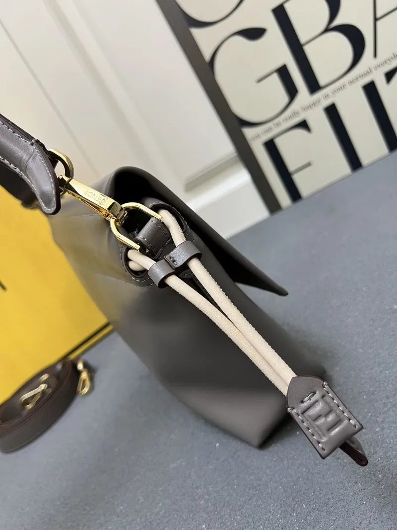Fendi Gray Leather Top Handle Crossbody Bag H08899 - Image 4