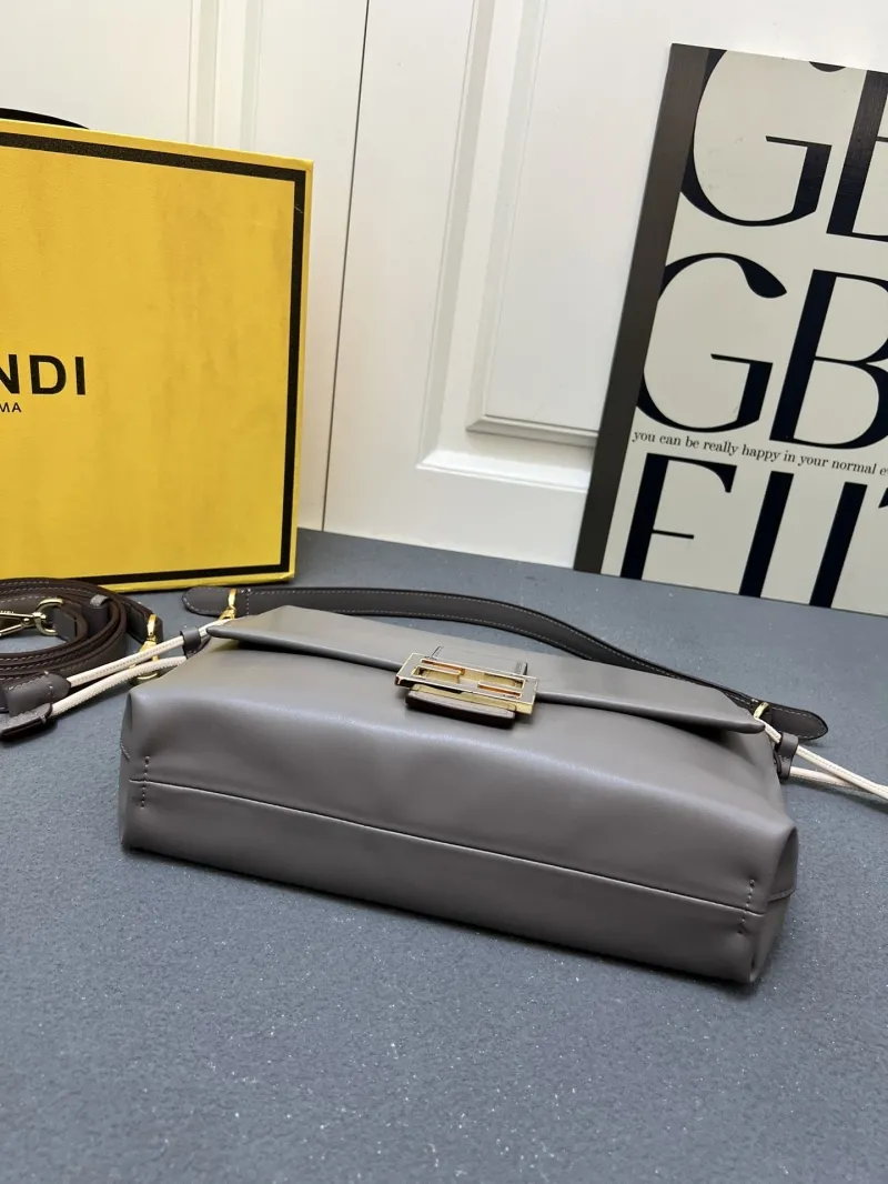 Fendi Gray Leather Top Handle Crossbody Bag H08899 - Image 6