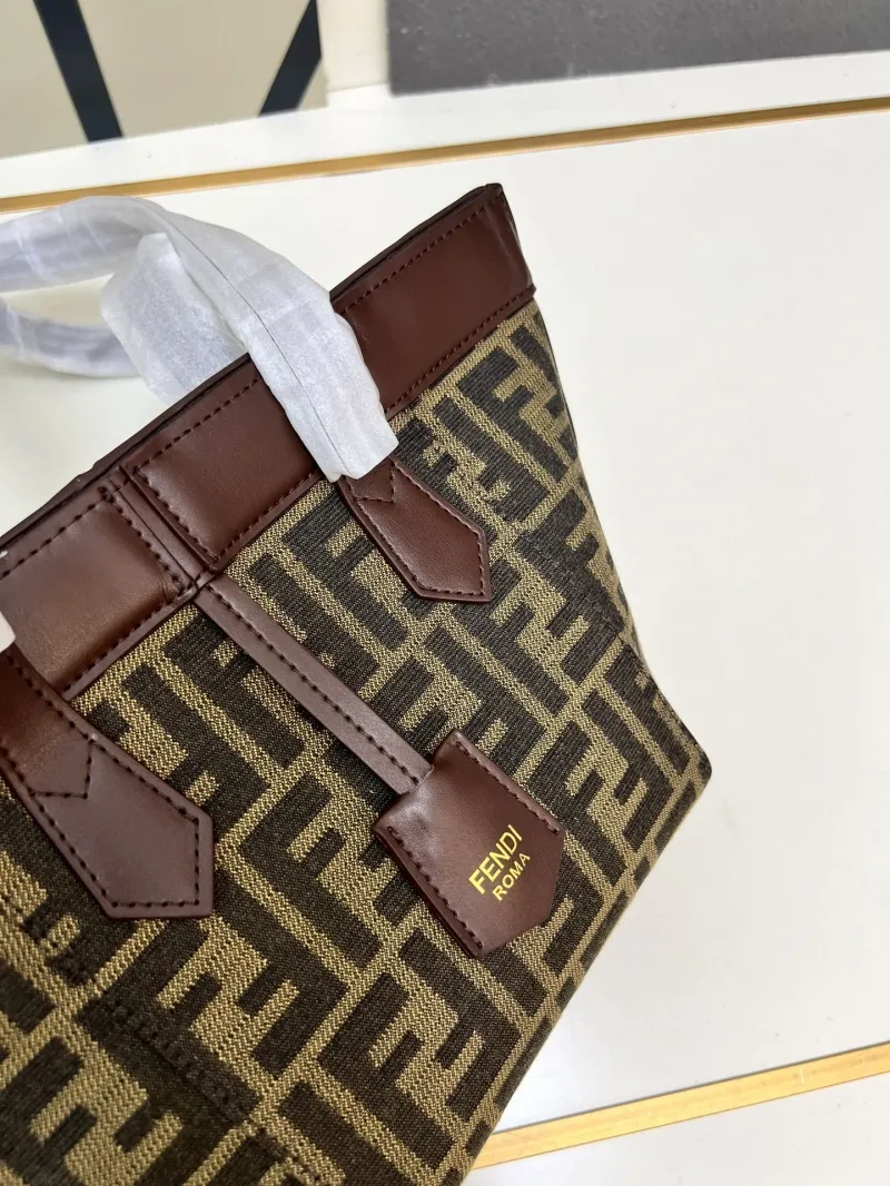 Fendi Brown FF Tote Bag TBS083 Size 18.5-15-15 - Image 4