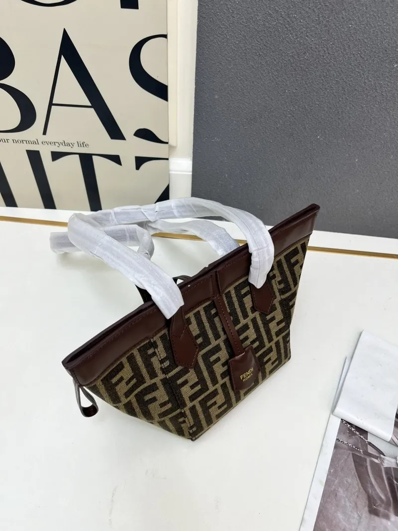 Fendi Brown FF Tote Bag TBS083 Size 18.5-15-15 - Image 5